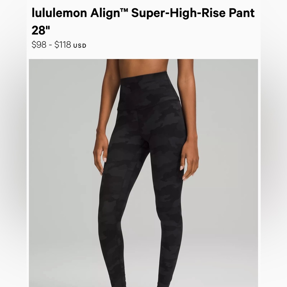 Lululemon align black camo- excellent condition